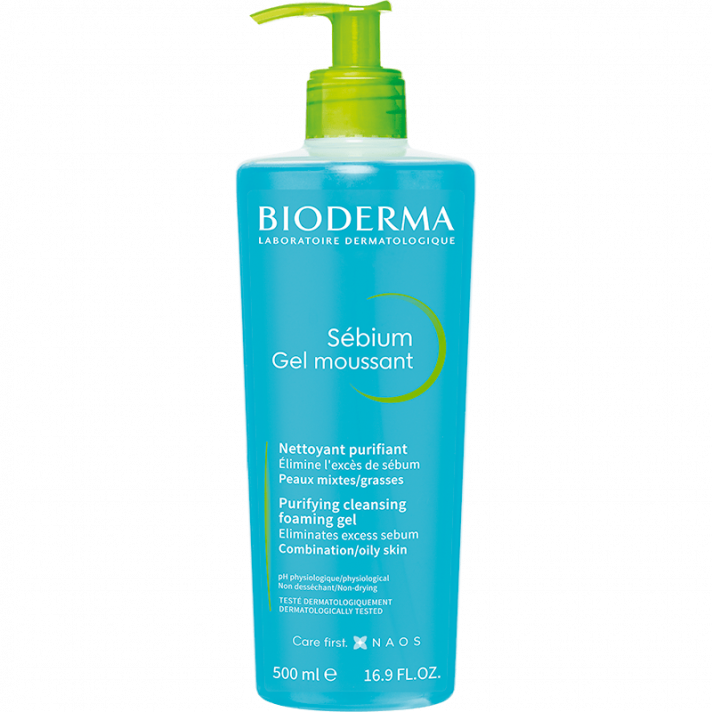 Bioderma Sebium Gel Moussant Purifying Cleansing Foaming Gel 500ml (Blue)