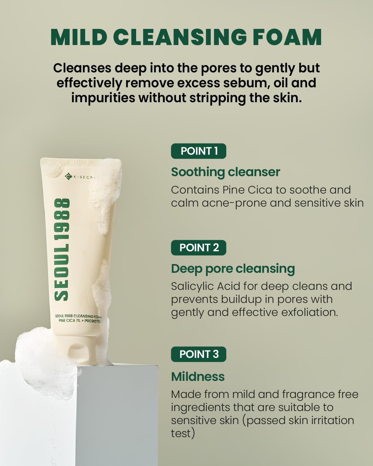 K-SECRET Seoul 1988 : Cleansing Foam Pine Cica 1%, Probiotics 150ml