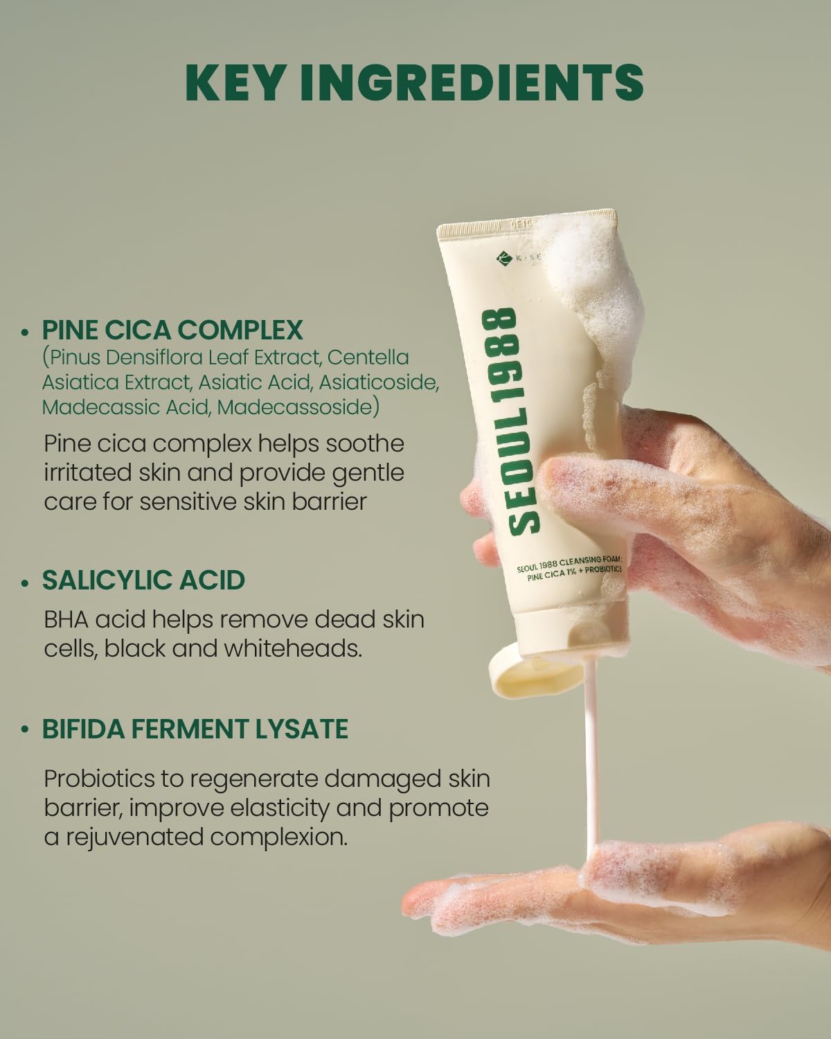 K-SECRET Seoul 1988 : Cleansing Foam Pine Cica 1%, Probiotics 150ml