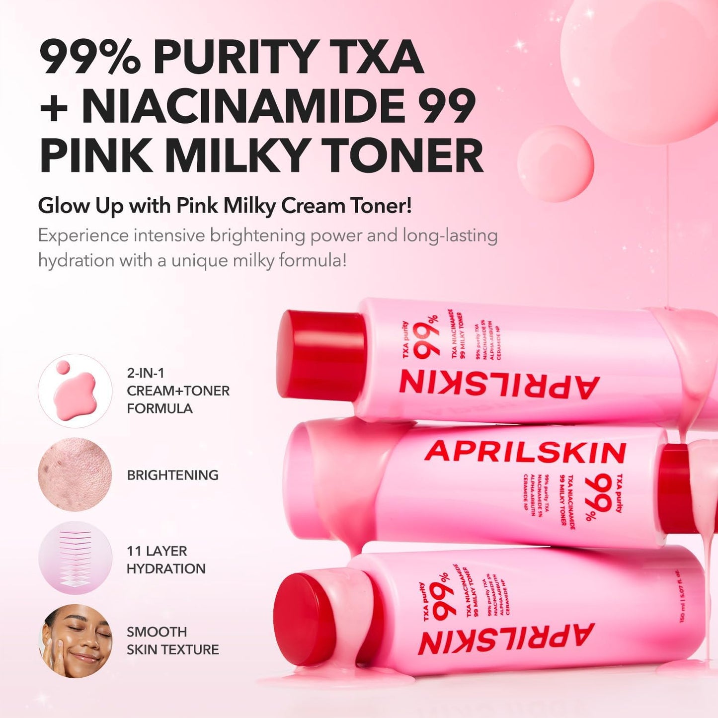 APRILSKIN TXA+Niacinamide 99 Pink Milky Toner 150ml