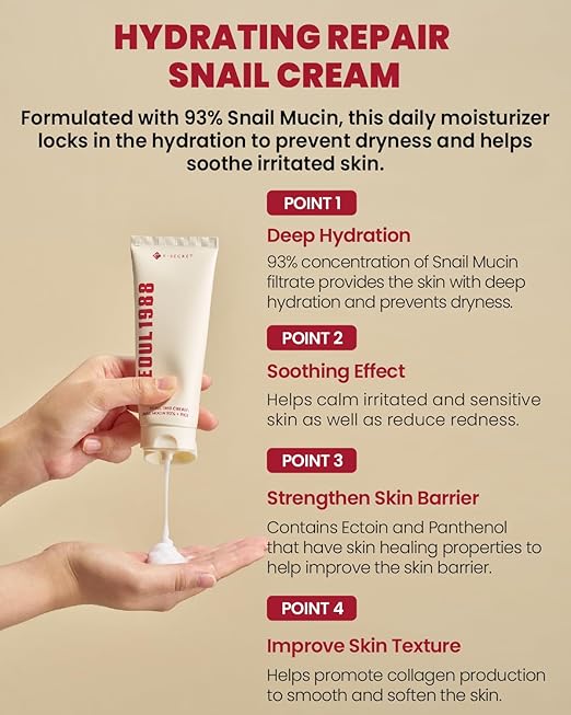 K-Secret SEOUL 1988 Cream : Snail Mucin 93% + Rice 100ml