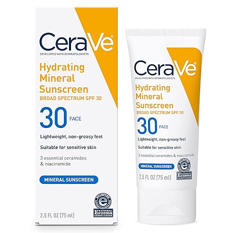 CeraVe Hydrating Mineral Sunscreen SPF 30 Face 75ml