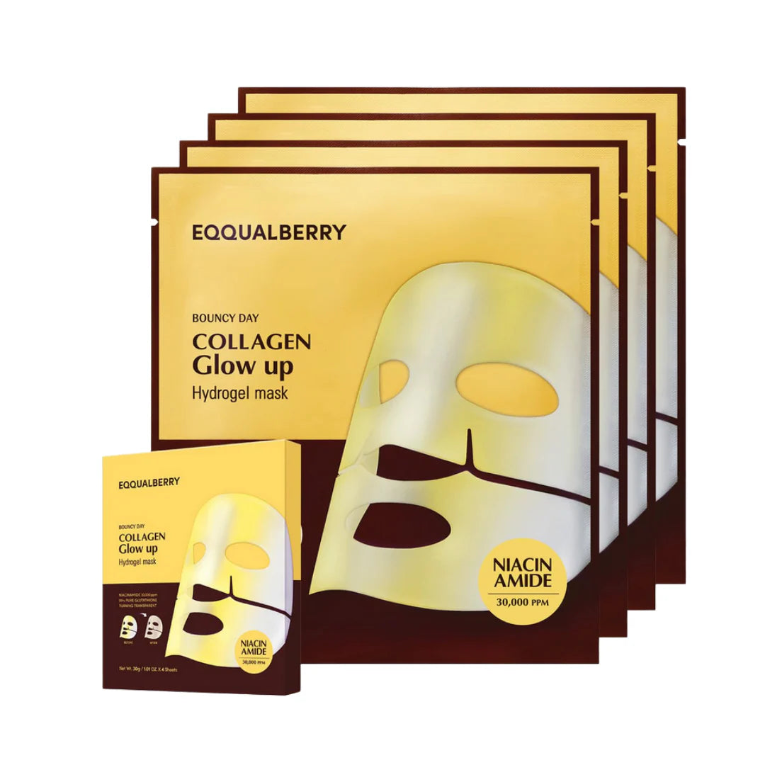 EQQUALBERRY Bouncy Day COLLAGEN Glow up Hydrogel Mask (4 Masks)