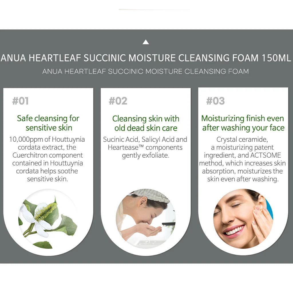 ANUA Heartleaf Succinic Moisture Cleansing Foam 150ml