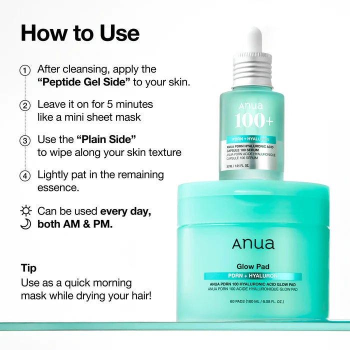 ANUA PDRN 100 Hyaluronic Acid Glow Pad (60 Pads)