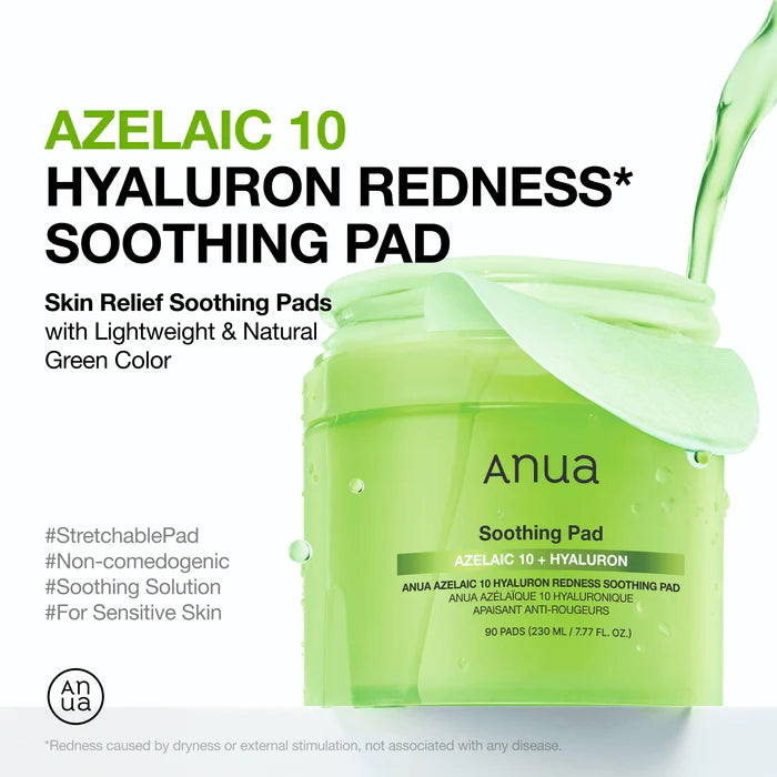 ANUA Azelaic 10 Hyaluron Redness Soothing Pad (90 Pads)