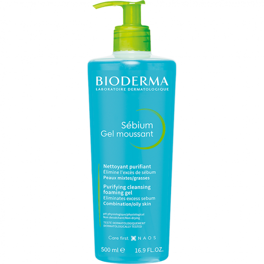 Bioderma Sebium Gel Moussant Purifying Cleansing Foaming Gel 500ml (Blue)