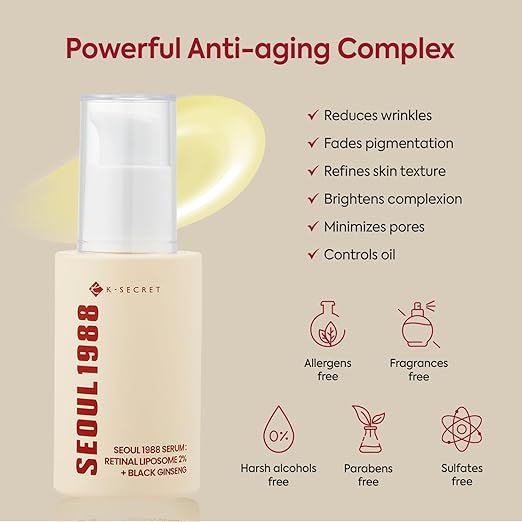 K-SECRET SEOUL 1988 Retinal Serum: 2% Retinal Liposome Black Ginseng 30ml