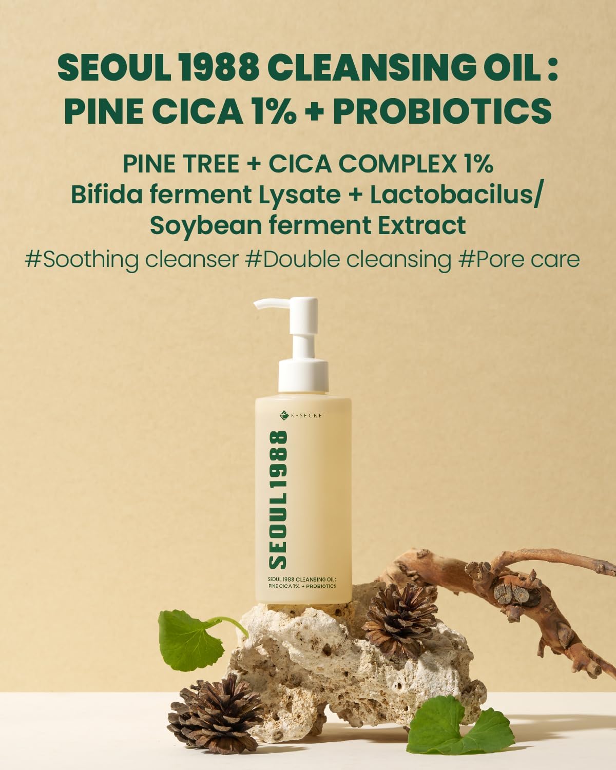 K-SECRET SEOUL 1988 : Cleansing Oil Pine Cica 1% + Probiotics 200ml