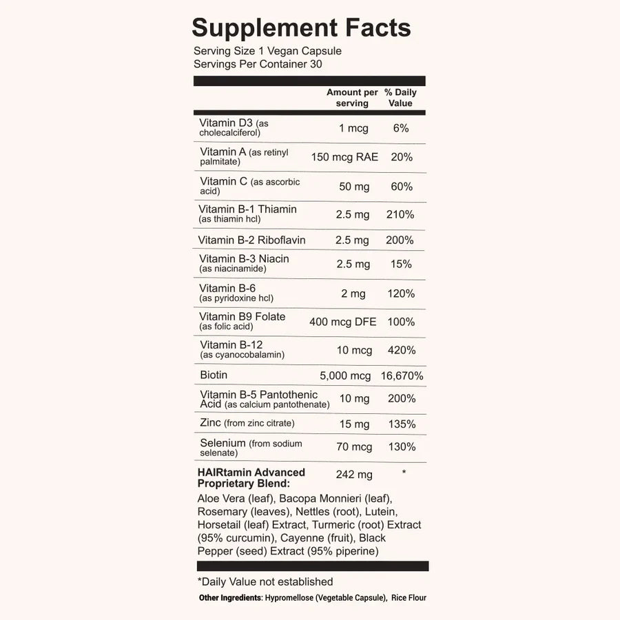 HAIRtamin Advanced Formula (30 Capsules)