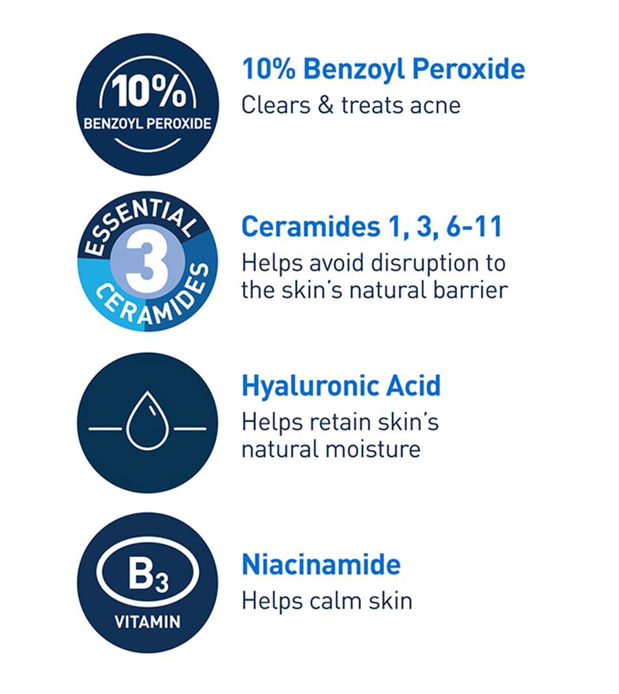 CeraVe Acne Foaming Cream Wash 10% Benzoyl Peroxide 150ml