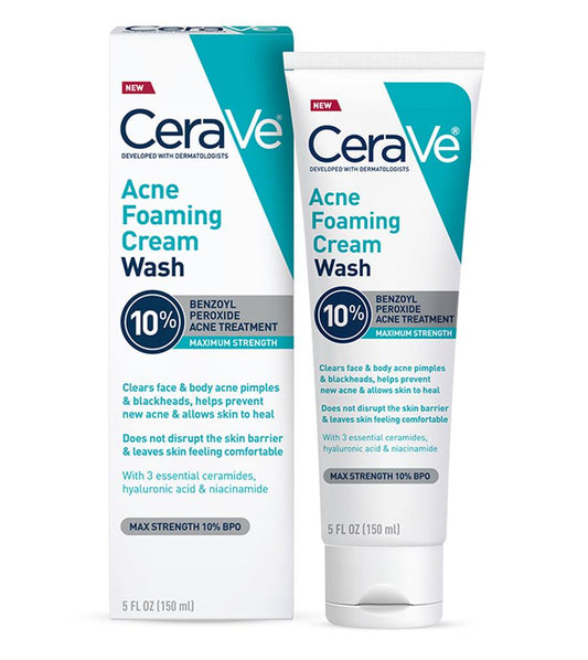 CeraVe Acne Foaming Cream Wash 10% Benzoyl Peroxide 150ml