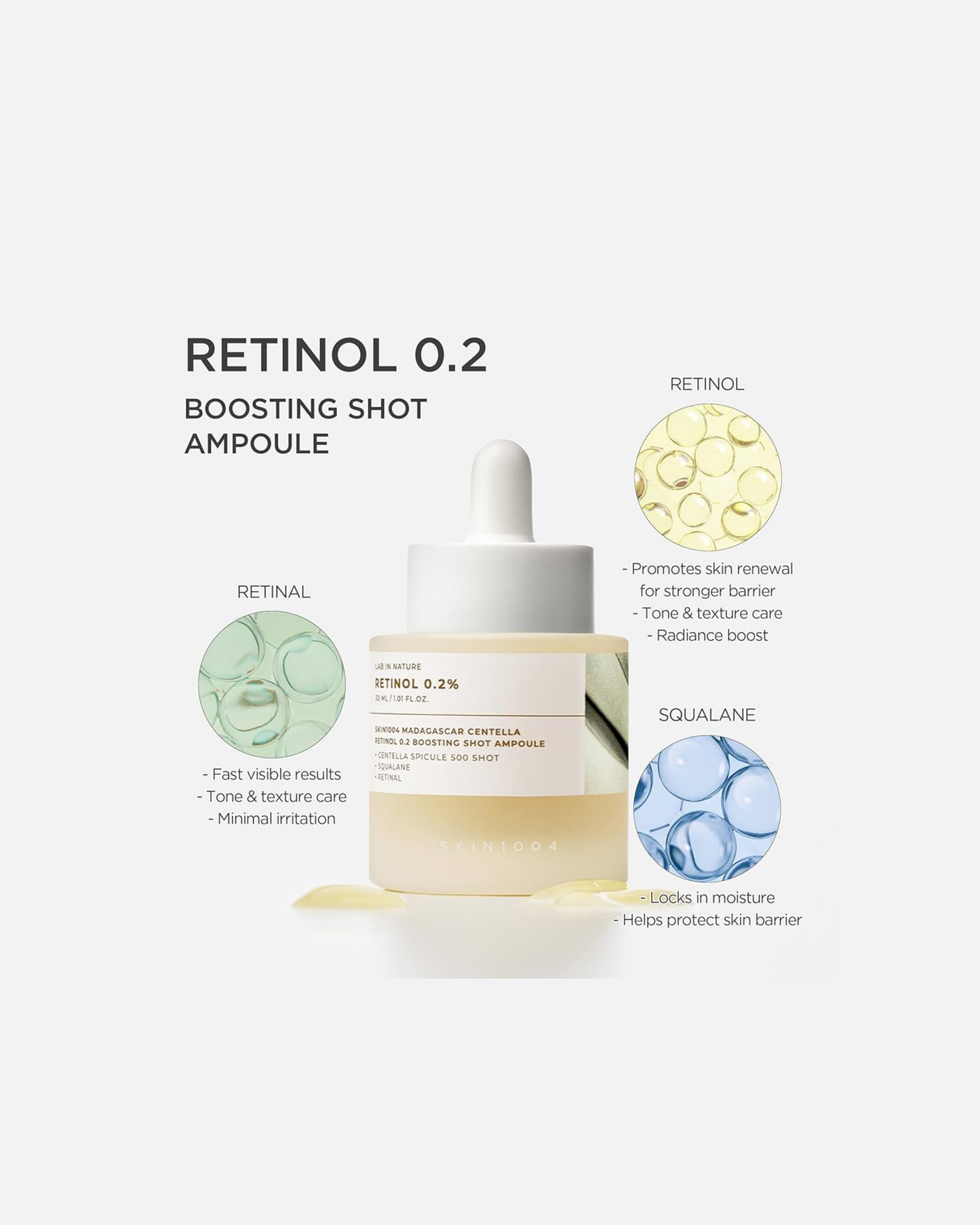 SKIN1004 Madagascar Centella Retinol 0.2% Boosting Shot Ampoule 30ml