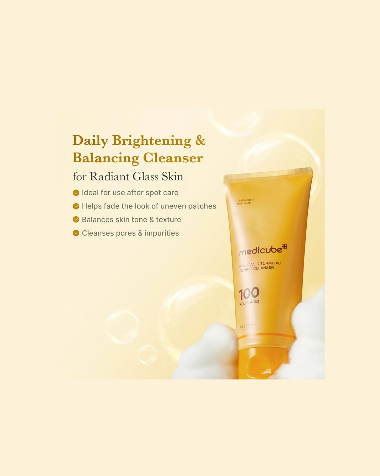 MEDICUBE Kojic Acid Turmeric Toning Cleanser 120g