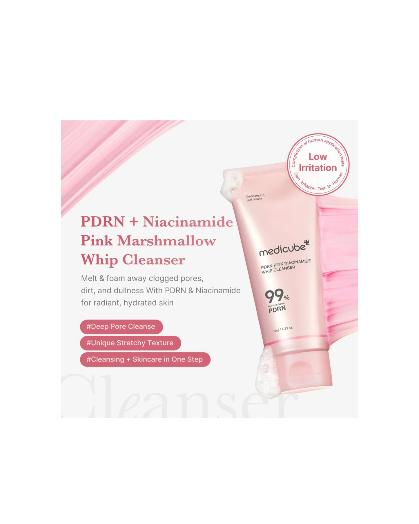 MEDICUBE PDRN Pink Niacinamide Whip Cleanser 120g