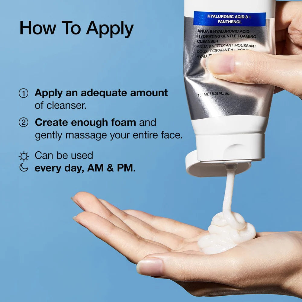 Anua Hyaluronic Acid 8 + Panthenol Hydrating Gentle Foaming Cleanser 150ml