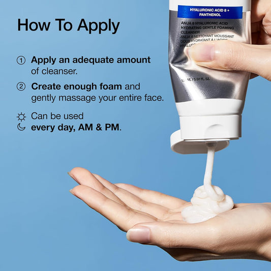 Anua Hydrating Gentle Foaming Cleanser Hyaluronic Acid 8 + Panthenol 150ml